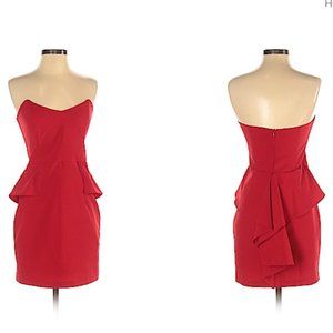 Mason by Michelle Mason Red Strapless Dress
